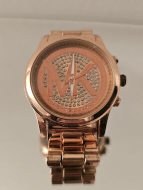 Michael Kors Rose Gold Crystal Logo Watch